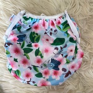 Alvababy floral purple hummingbird reusable snap button baby diapers swim diaper